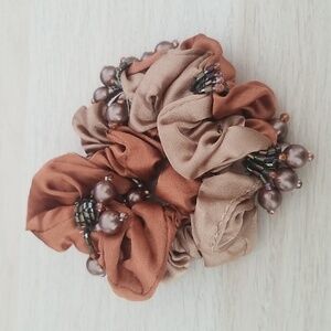 Brown Scrunchie with Beads